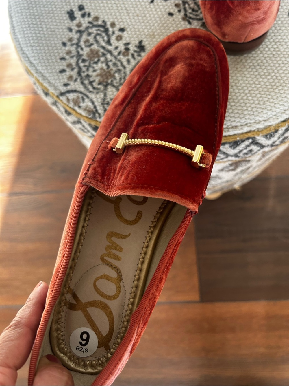 Sam Edelman Loraine Bit Loafers Rust Velvet Quiet Luxury Old Money Sz 6 - Picture 5 of 7